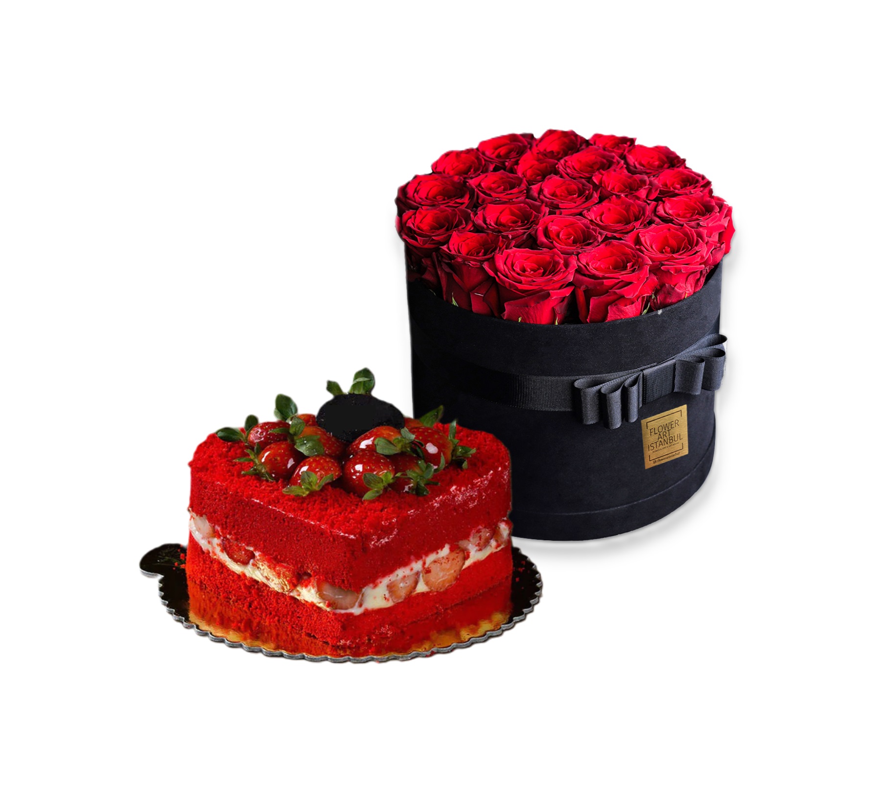 Rose Box W Heart Shape Cake