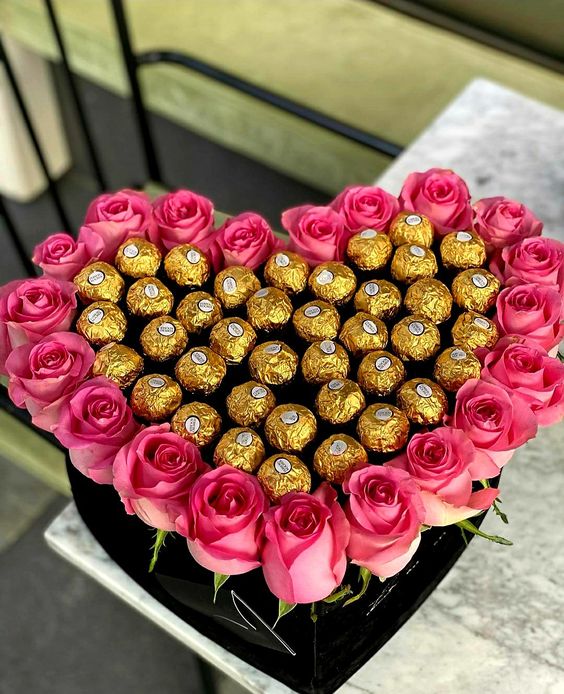 Pink Rose Heart -Ferrero Rocher Chocolate Box