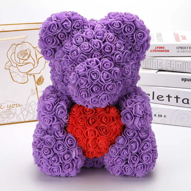 Purple Teddy Rose Bear