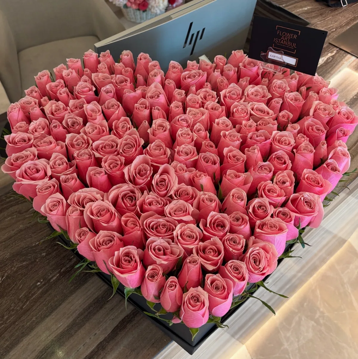 Pink Rose Heart Box