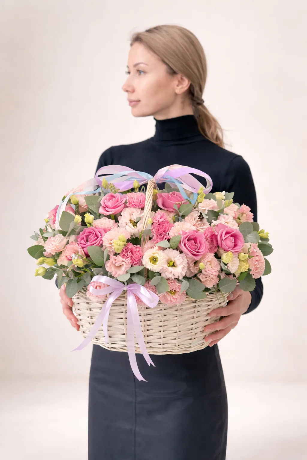 Romantic Blush Flower Basket